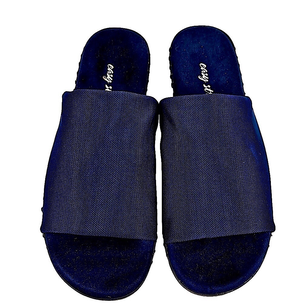 Easy Street Navy Stretch Slip On Sandal Size 8.5 W Like New Condition